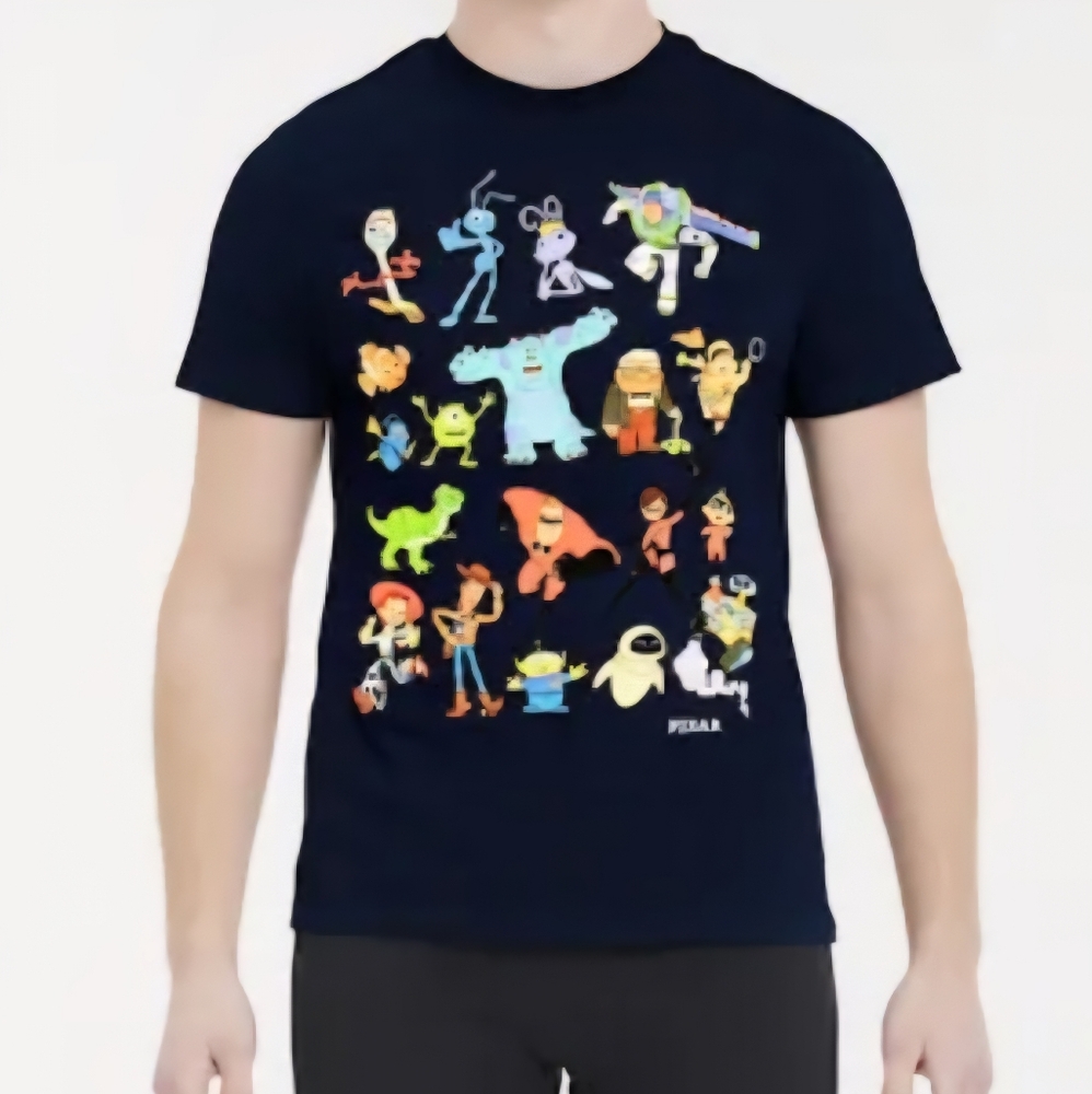 Pixar Disney navy blue short sleeve graphic tee XL Buzz BOO Sully Nemo Sporky UP